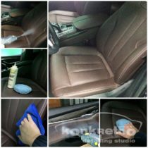 Очистка кожи авто паром и нанесение кондиционера кожи для сидений авто
